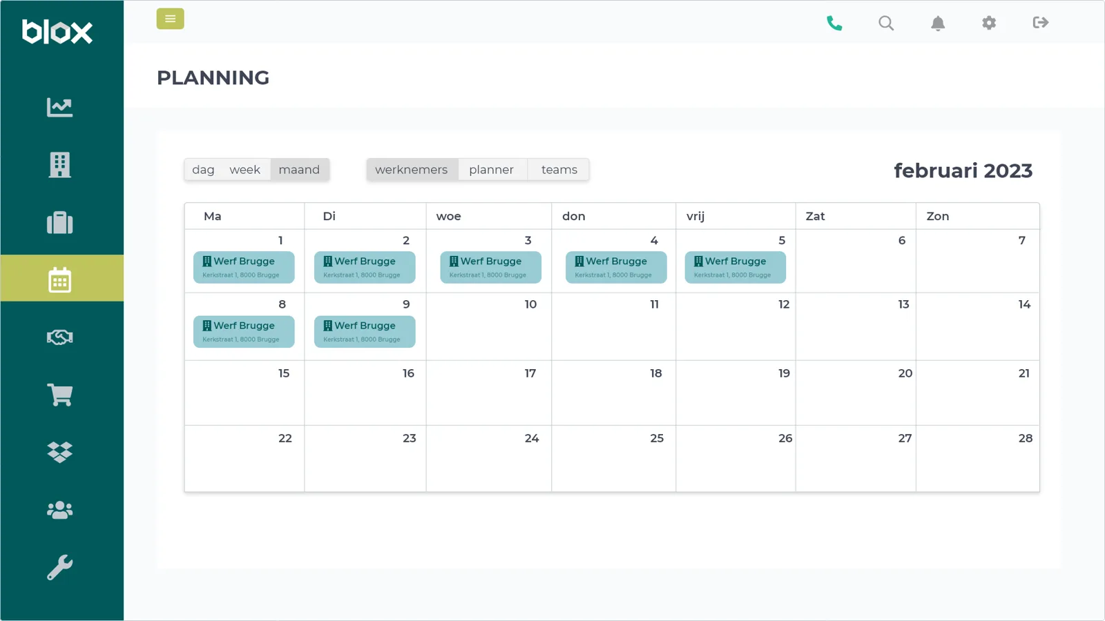 De teamplanning in BLOX